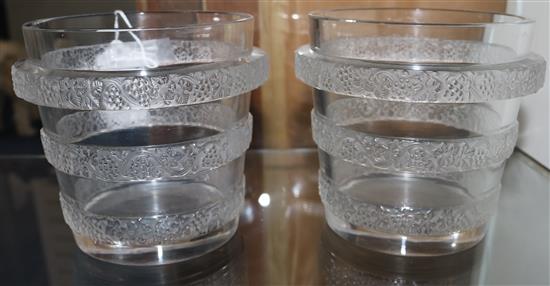 A pair of Lalique Riquewihr pattern glass ice buckets, height 12.5cm